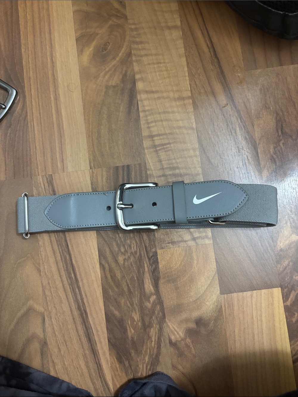 Nike Gray adjustable baseball Belt Bag Silver Buckle and White Swoosh